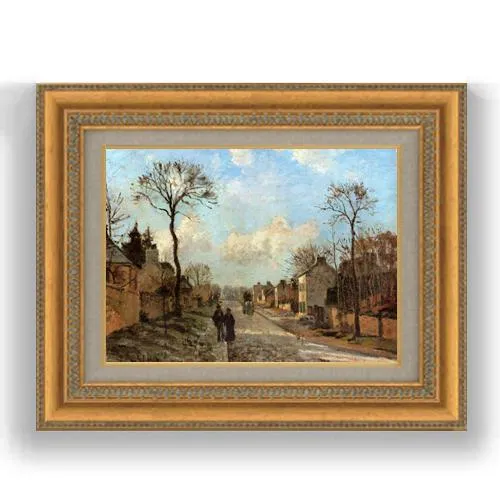 【油絵 直筆仕上げ】ピサロ ルヴシエンヌの道 F4  【額入り】 絵画 販売 4号 油彩 風景画 481×391mm 複製画 送料無料 プレゼント ギフト