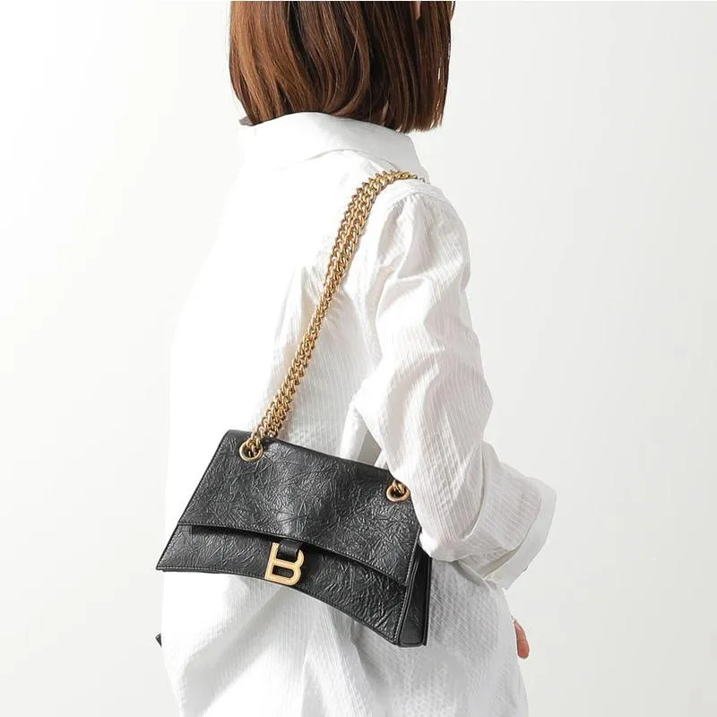 BALENCIAGA バレンシアガ ハンドバッグ CRUSH クラッシュ 716351 210IT レディース レザー ショルダーバッグ BB icon ロゴ 鞄 1000/BLACK 716351210IT1000