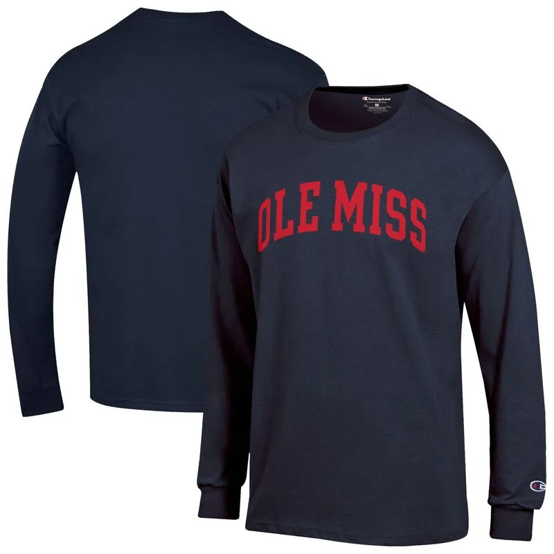チャンピオン メンズ トップス Tシャツ Men Championavy Ole Miss Rebels Basic Arch Long Sleeve T-Shirt Ole Navy ネイビー