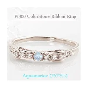 指輪 レディース ピンキーリング アクアマリン リング リボン モチーフ 3月誕生石 ダイヤモンド プラチナ Pt900 注文製作 プレゼント ギフト 受注 爆買