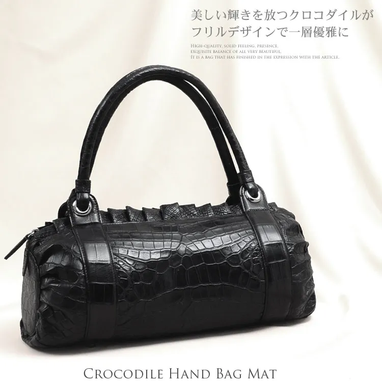 ［わけあり］クロコダイル ハンドバッグ マット加工 フリルデザイン / レディース 【爆買!!】