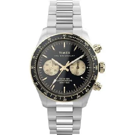 【並行輸入品】 Timex メンズ ウォーターベリー ヘリテージ 39mm 腕時計, ステンレススチール/ステンレススチール/ブラック。, 39mm