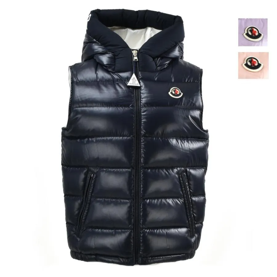 【並行輸入品】モンクレール ダウンベスト レディース ジレ アウター ダークネイビー ピンク パープル MONCLER MONTREUIL