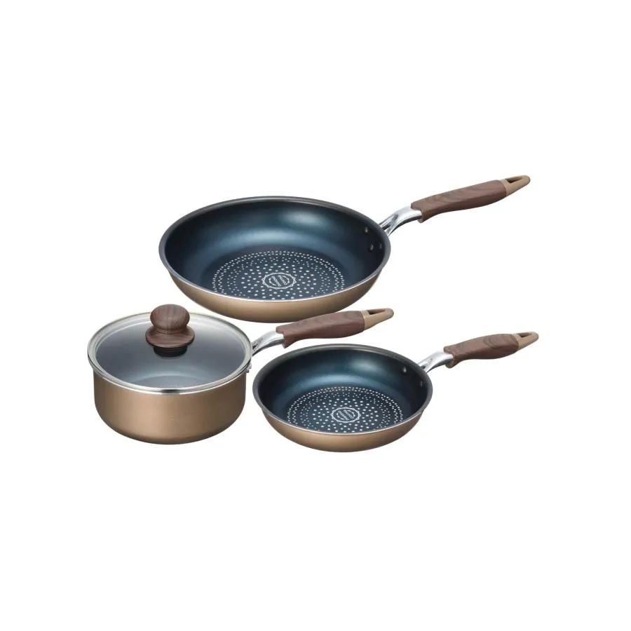 ブラナーノII IH対応ガラス蓋付片手鍋18cm＆フライパン20cm＆フライパン26cm MB-2399