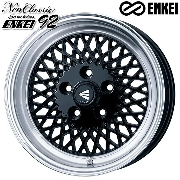 ENKEI エンケイ 92 15インチ 8.0J 4H114.3 +25 ブラック アルミホイール単品 4本セット 送料無料