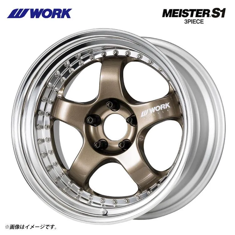 19インチ 5H114.3 9.5J 9.5J-1 5穴 ホイール 【1本単品 新品】 チタンゴールド MEISTER S1 3PIECE BIG CALIPER Rdisk 送料無料 ワーク