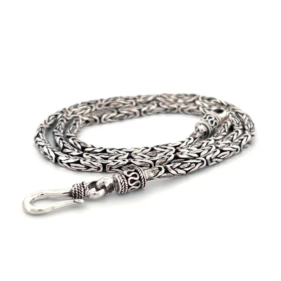 【並行輸入品】925スターリングシルバービザンチンチェーンネックレスハンドメイドinバリ2.5 MM BluSilver Exquisite H