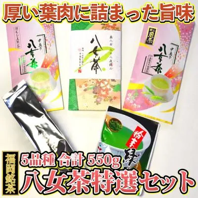ふるさと納税 吉富町 福岡銘茶八女茶 特選セット5種合計550g 老舗製茶店の逸品(吉富町)