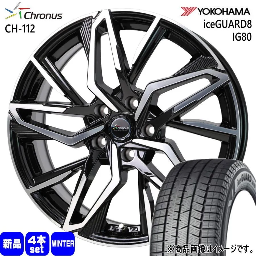 クラウンクロスオーバー RAV4 ハリアー ヨコハマ 225/60R18 104Q XL iceGUARD8 IG80 冬用 スタッドレスタイヤ Chronus CH-112 18インチ