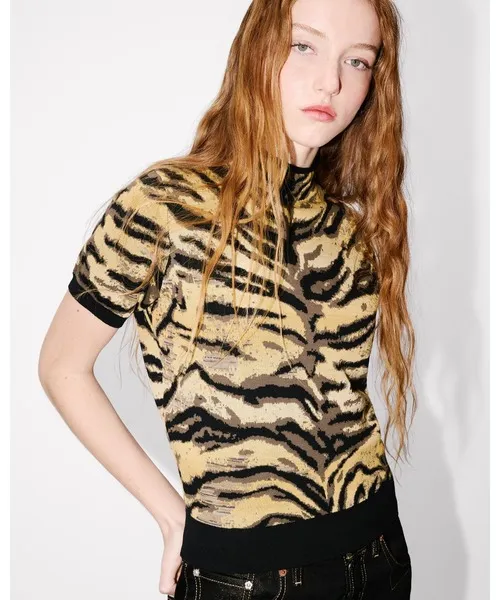'KENZO Tiger' モック ネック トップス イン ミックス コットン ウール レディース