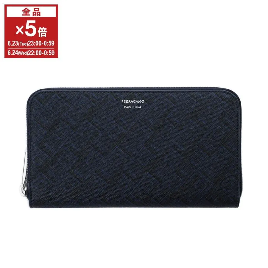 フェラガモ FERRAGAMO ラウンドファスナー 長財布 小銭入れ付き MONOGRAM メンズ 661589-791200-newnavy