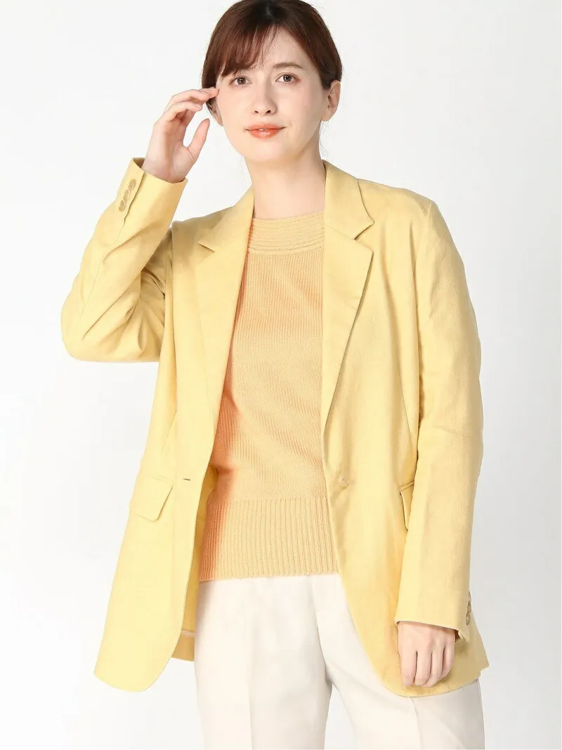 Spick and Span/(W)リネンストレッチ テーラードジャケット Spick \u0026 Span ベーセーストック ジャケット・アウター テーラードジャケット・ブレザー イエロー【送料無料】[ Fashion]