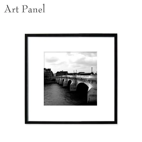 paris アートパネル モノクロ写真 フランス ポンヌフ橋 風景 街並み インテリア 壁掛け おしゃれ 黒フレーム 正方形 絵画 ポスター