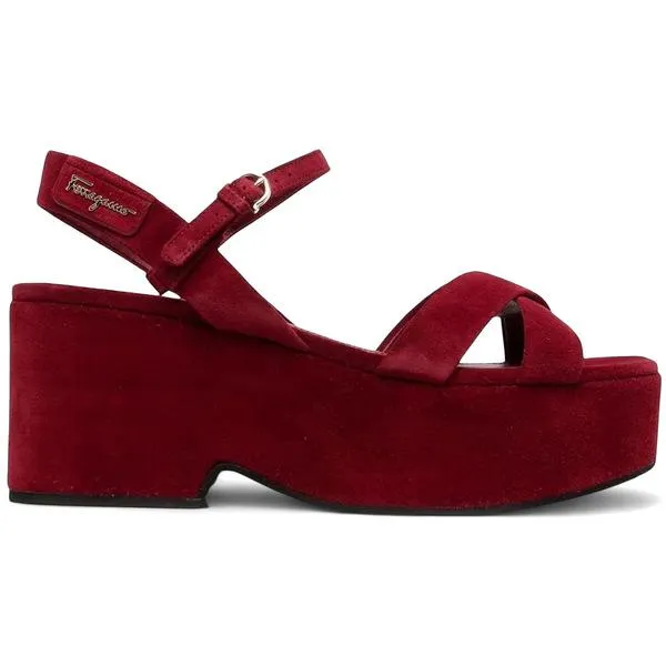 Ferragamo フェラガモ レディース スニーカー Ferragamo Strappy Platform Block-Heel Sandals Red (Women's) 【サイズ US_8(25.0cm)】