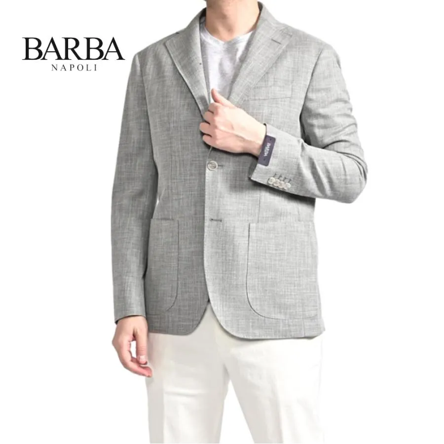 BARBA バルバ / JACKET JIMMY テーラードジャケット 段返り3Bシングル コットン ヴァージンウール グレー / セール対象 / 26SS新作