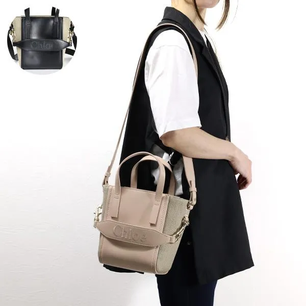 Chloe クロエ Chloe Sense Small Tote Bag ハンドバッグ ショルダーバッグ ２WAY レザー リネン レディース CHC23AS425L16 001