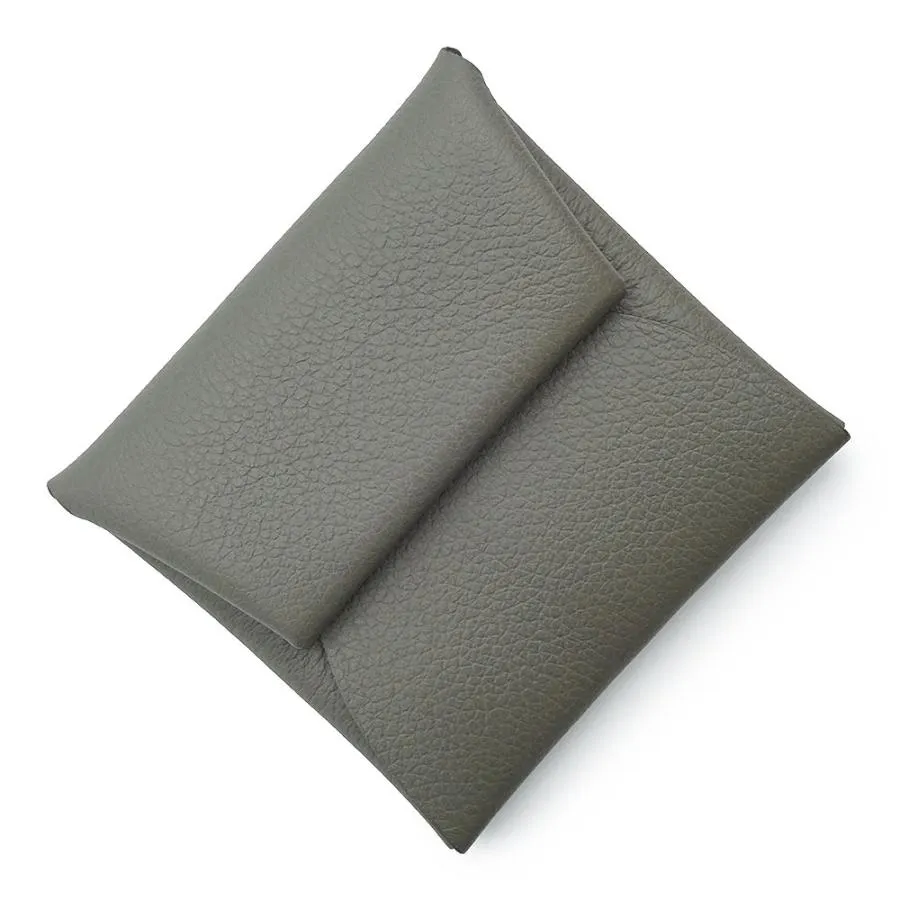 （新品・未使用品）HERMES エルメス バスティア GM ヴォーエバーカラー グリメイヤー グレー U刻印 コインケース 小銭入れ 財布 レザー シルバー金具