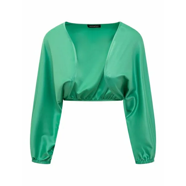 アクチュアリー レディース シャツ トップス Satin shirt Green