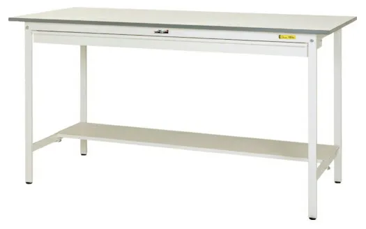 ●u.ヤマキン/山金工業【SUPH-1260WT-WW】ワークテーブル 150シリーズ 固定式 ワイド引出し付 H950mm 半面棚板付 組立式
