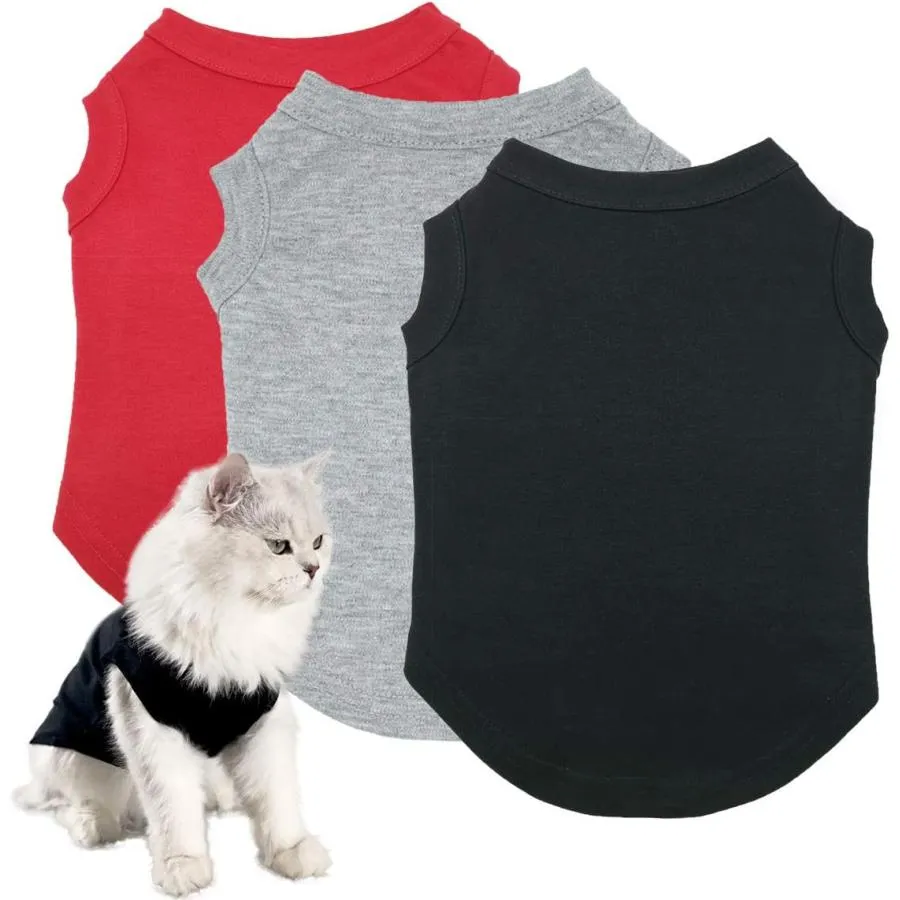 【並行輸入品】 Dog Shirts Pet Clothes Blank Clothing  3pcs Puppy Vest T-Shirt Slee