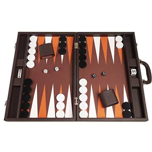 ボードゲーム 英語 アメリカ 19-inch Premium Backgammon Set - Dark Brown Board