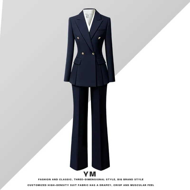 スーツ レディース 春秋 ビジネス オフィス フォーマル Lawyer Jewelry Shop 制服 ポリエステル素材 紺色 ネイビー 長袖 ジャケット パンツ スカート セットアップ