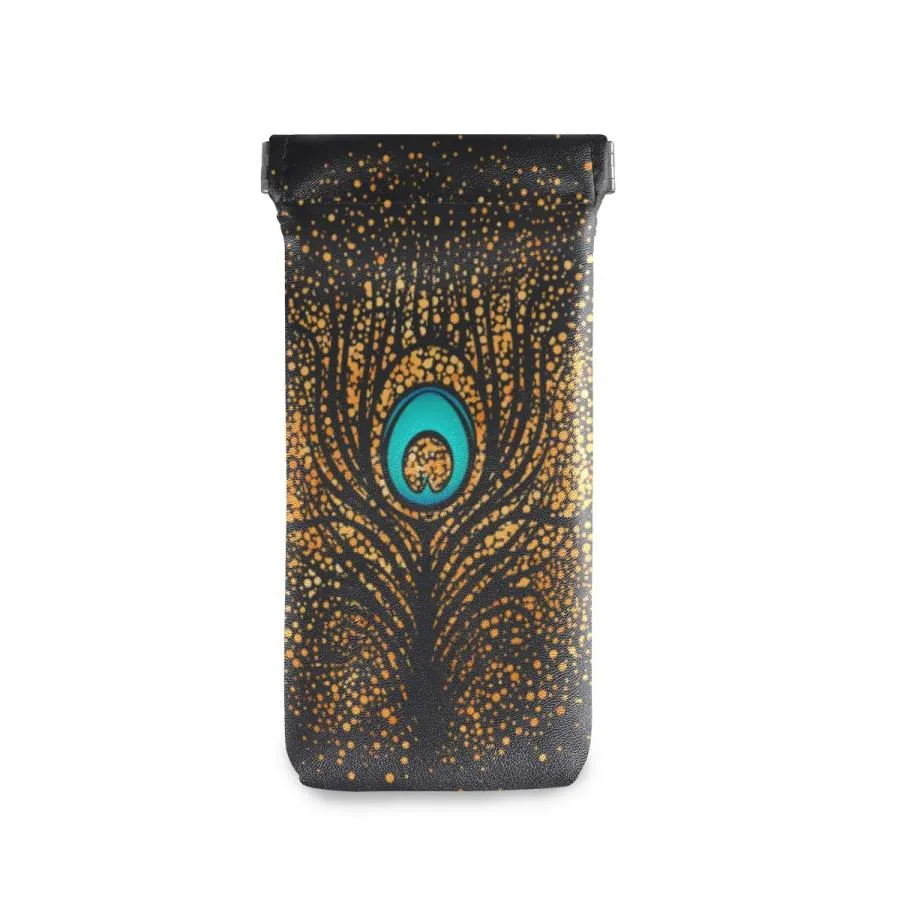 【並行輸入品】AUUXVA Sunglasses Pouch Peacock Feather Squeeze Top Glasses Pouc