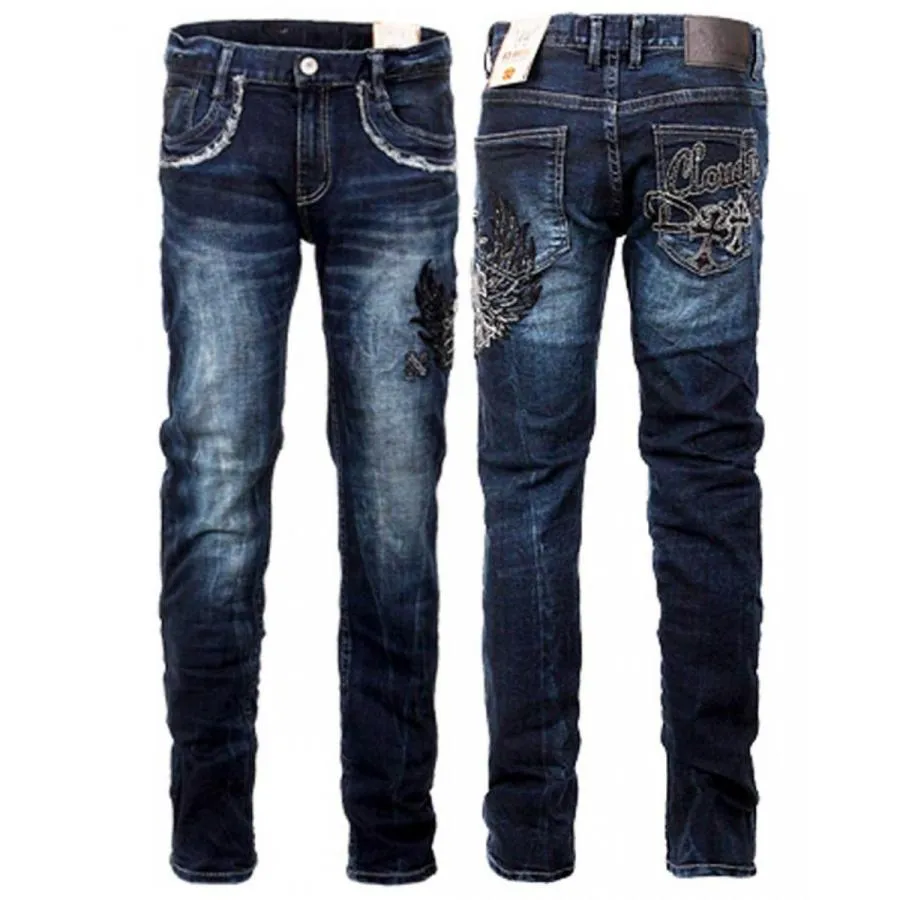 ストレッチ デニム インポート クラウド72 CLOUD72 A品 メンズ ジーンズ ストレート #684 ビンテージ加工 羽 クロス 十字架 CROSS 刺繍 高級感 safari UOMO