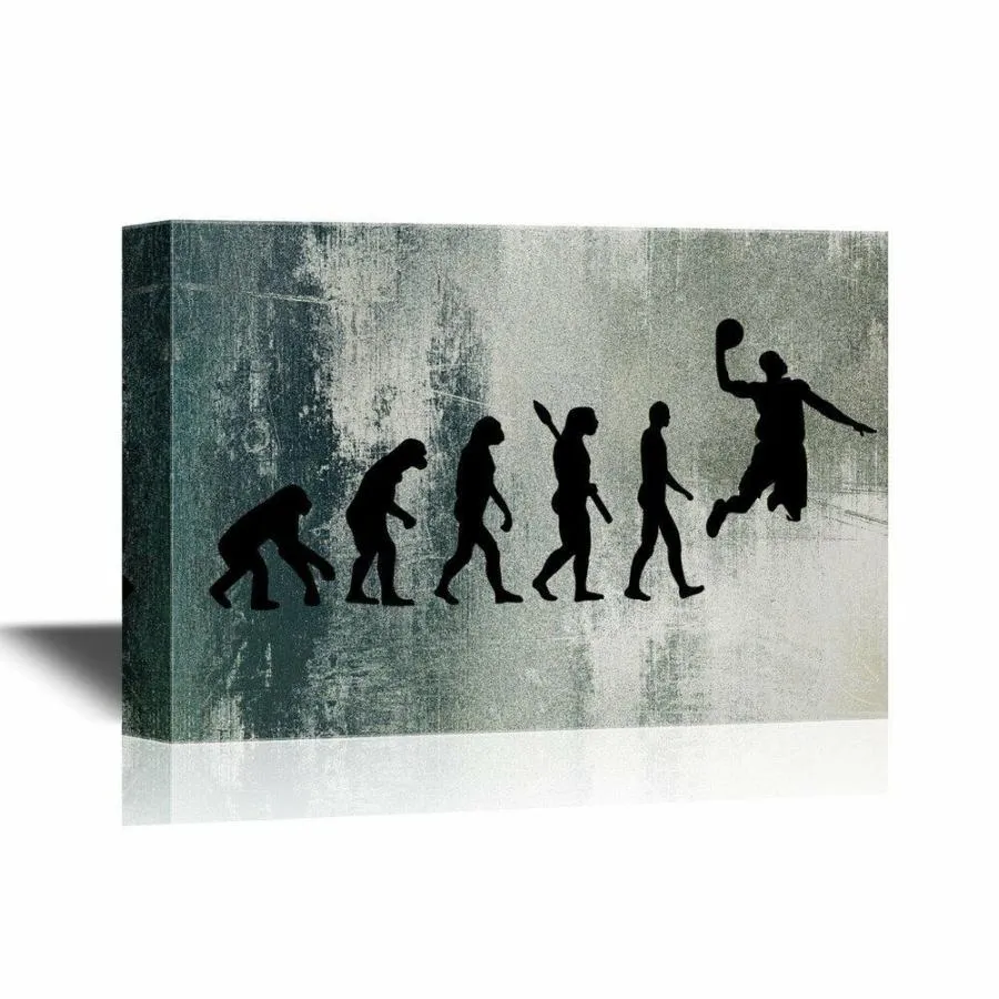 パネルアート Wall 26-Canvas Wall Art-Human Evolution to a Basketball Player - 32x