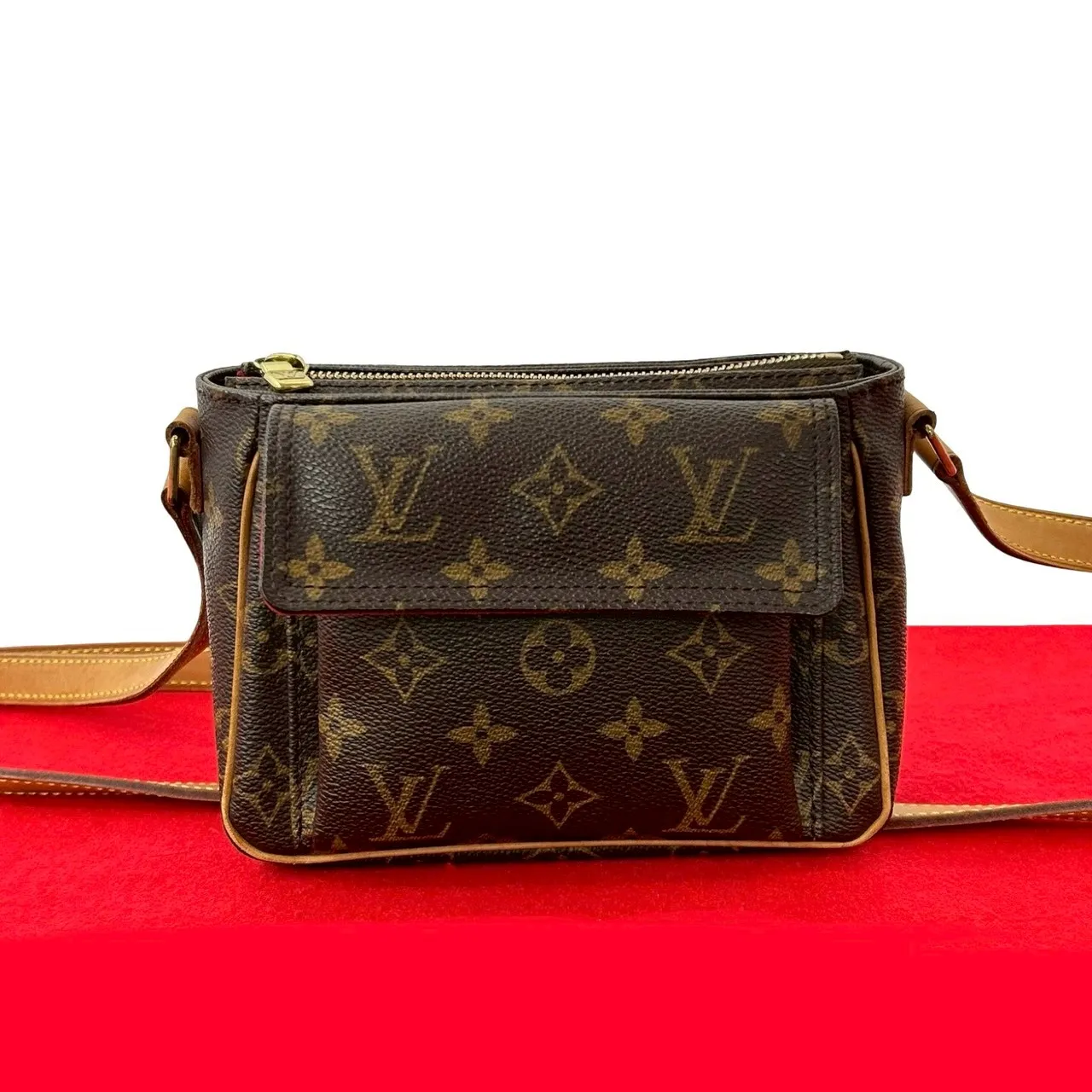 【ポイント2倍】極 美品 LOUIS VUITTON ルイヴィトン ヴィバシテ PM モノグラム レザー ミニ ショルダーバッグ ポシェット サコッシュ ブラウン 76197【送料無料】【中古】
