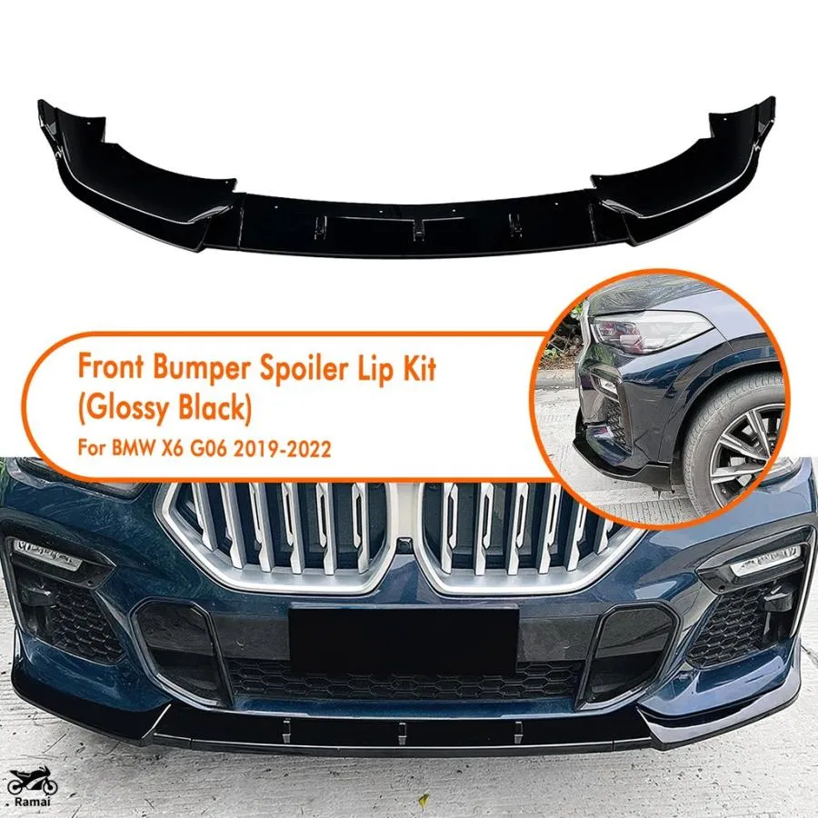 【並行輸入品】 BMW X6 G06 M スポーツ 2019年-2023 フロント バンパー スポイラー リップ カーボン/つやあり ブラック ボディ スプリッター プロテクター キッ