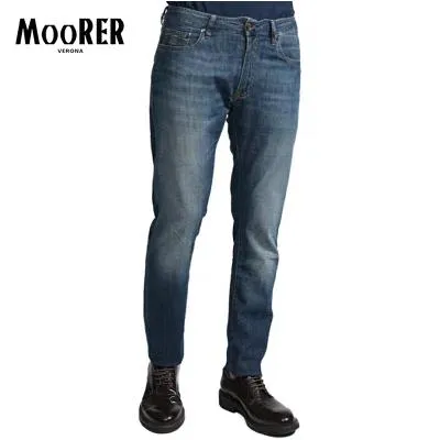 MOORER ムーレー / CREDI-PS705 デニムジーンズ 5ポケット パンツ スリムフィット 日本製生地 コットン ストレッチ ネイビー