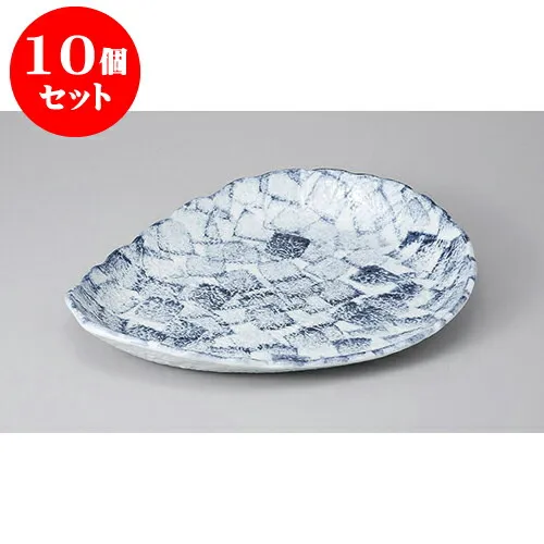 10個セット 変形盛皿 染付和紙絵変型皿大 [33 x 26 x 3.2cm] | 変形皿 お皿 和皿 人気 おすすめ 食器 業務用 飲食店 カフェ うつわ 器 おしゃれ ギフト プレゼント 引き出物 内祝い 結婚祝い 誕生日 贈り物 贈答品 食器セット