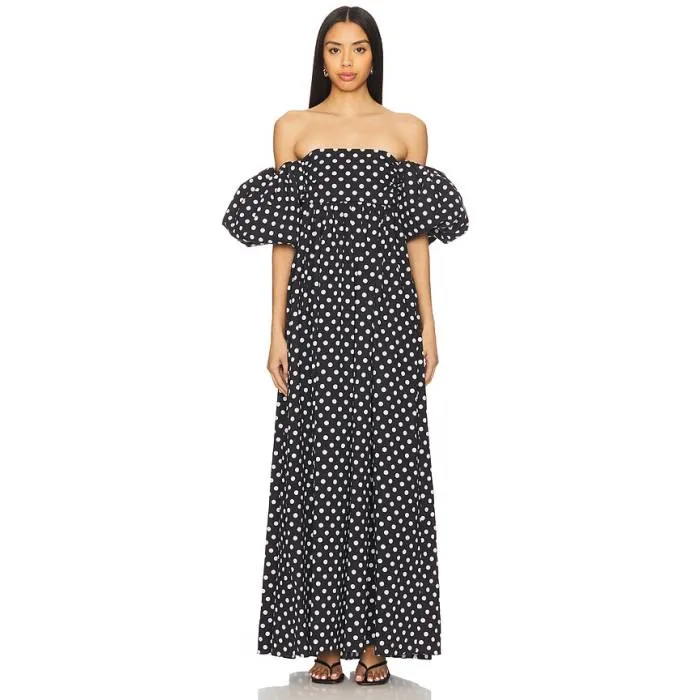 Caroline Constas 【 Emilia Maxi Dress Women Black White Polka Dot 】 ドレス レディース 黒色 ブラック 白色 ホワイト