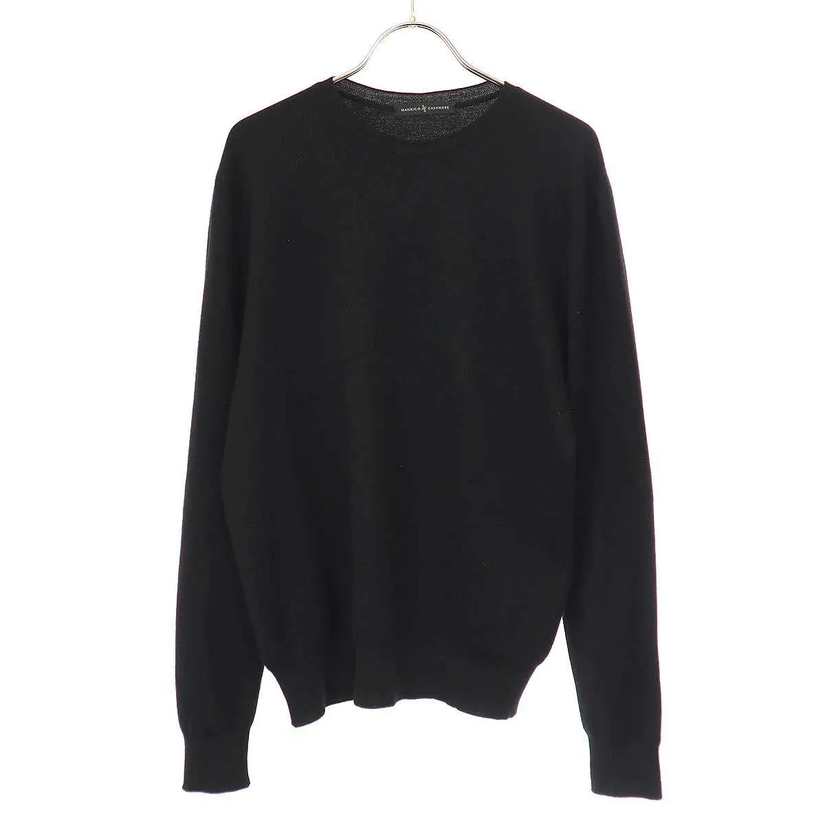 MANRICO CASHMERE マンリコ カシミヤ スーパーカシミア クルーネックニットセーター  ブラック S 【中古】 ITOKH9PQ0JQC