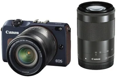 【中古】 Canon ミラーレス一眼カメラ EOS M2 ダブルズームキット (ベイブルー) EF-M18-55mm F3.5-5.6 IS STM EF-M55-200mm F4.5-6.3 IS STM付属 EOSM2BL-WZOOMKIT