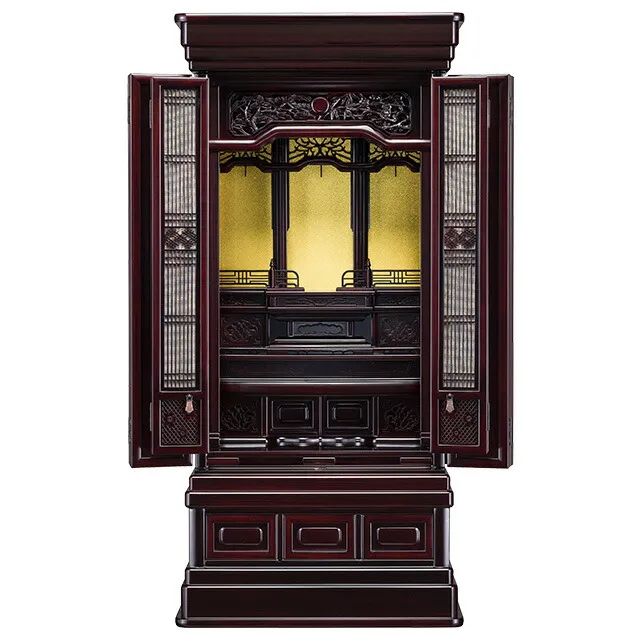 【仏壇】お買い得 地袋付仏間用 紫檀仏壇 清雲43号20巾 高さ131cm×巾68cm<br>【送料無料】【お盆用品 仏具 お彼岸 日本製 国産品 唐木仏壇 台付き 伝統型 お仏壇】