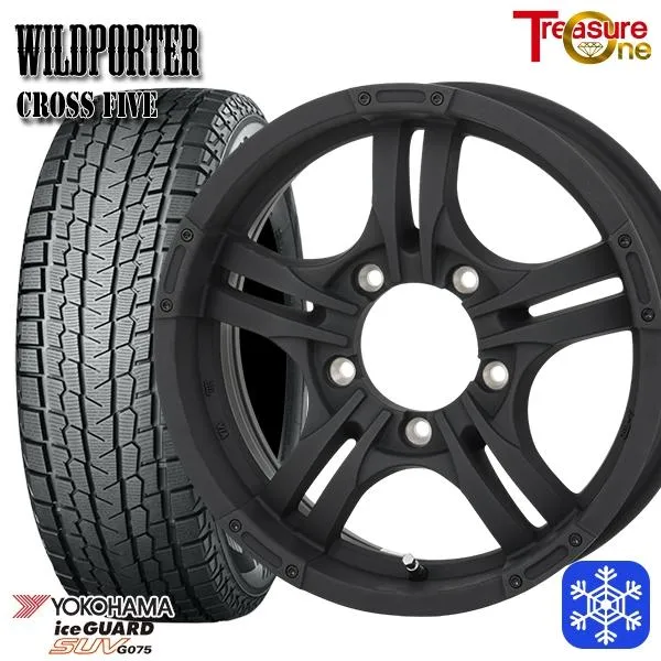 215/70R16インチ ヨコハマ アイスガード G075 5H139.7 スタッドレスタイヤホイール4本セット ワイルドポーター クロスファイブ MBK