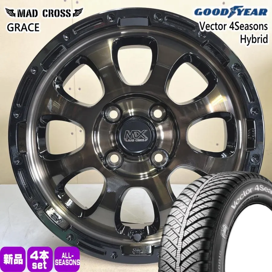 185/60R16 86H グッドイヤー Vector 4Seasons Hybrid 夏冬兼用 オールシーズンタイヤ MAD CROSS GRACE フィットクロスター MAZDA2 K10系アクア  16インチ
