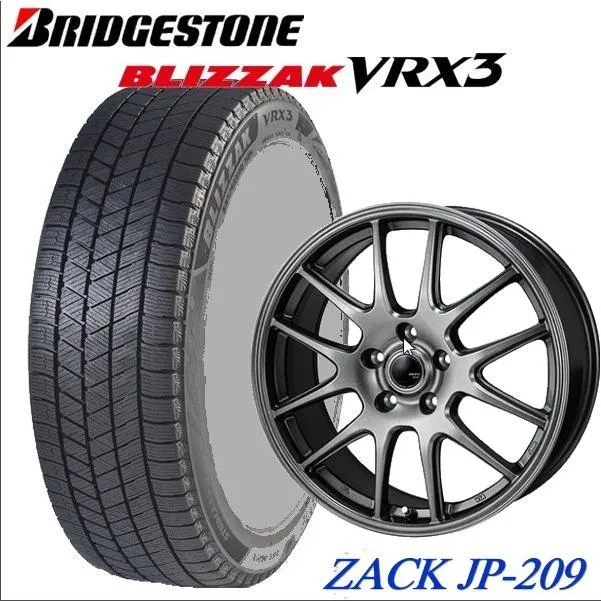 185/60R15 シエンタなど【アルミ付セット】BRIDGESTONE BLIZZAK VRX3 15X6.0J 5穴 PCD：100 ZACK JP-205/ザック JP-205