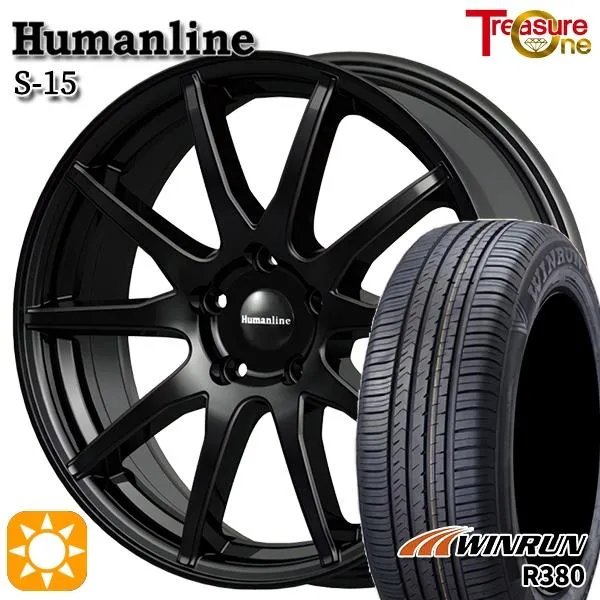 サマータイヤ ホイール4本セット 195/60R16インチ 5H114.3 ヒューマンライン S15 BK ウィンラン R380