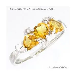 指輪 シトリントパーズ 11月誕生石 ダイヤモンド 0.03ｃｔ ピンキー プラチナ リング ハート プラチナ900 pt900 レディース