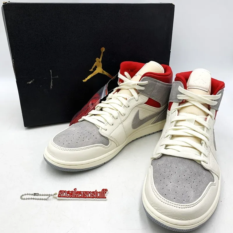 【メンズ】  NIKE×SNS ナイキ×エスエヌエス CT3443-100 AIR JORDAN 1 MID エア ジョーダン 1 ミッド スニーカー シューズ 靴 160-250919-cs-04-izu サイズ：29.5cm カラー：GREY/RED 万代Net店