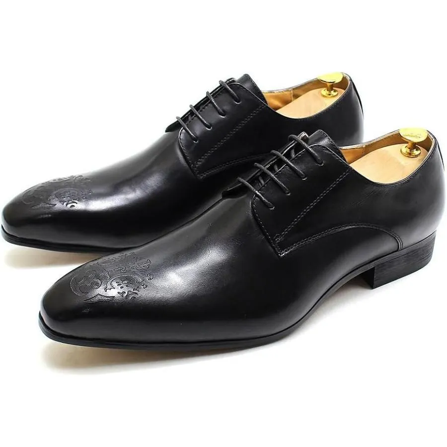 【並行輸入品】Rui Landed Formal Loafer Shoes for Men Pointed Toe Lace Up Hand-Pain