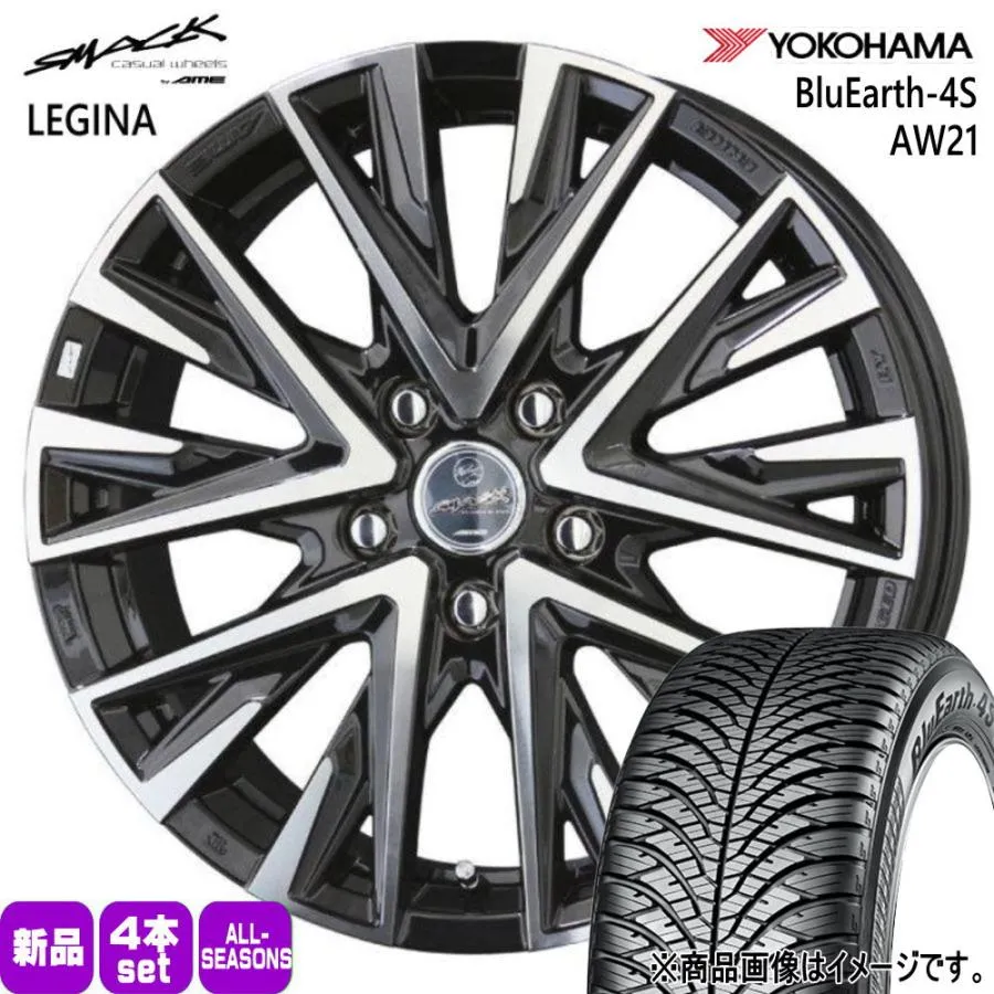 195/60R17 90H ヨコハマ BluEarth-4S AW21 夏冬兼用 オールシーズンタイヤ SMACK LEGINA 60系 プリウス カムリ ティアナ J32 etc