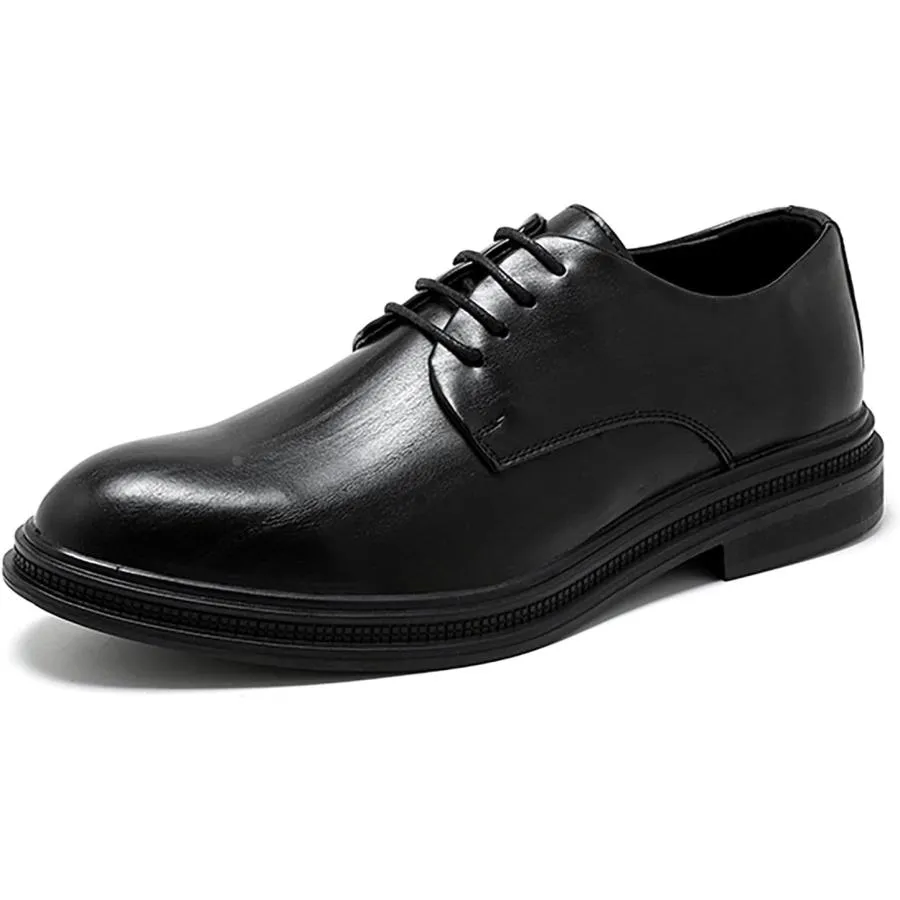 【並行輸入品】Men's Soft Leather Lace Up Height Increase Dress Shoes Classic Oxfor
