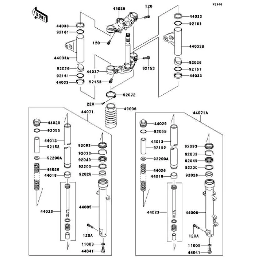 Kawasaki カワサキ 純正部品 44033-1251 カバー(フォーク)、RH