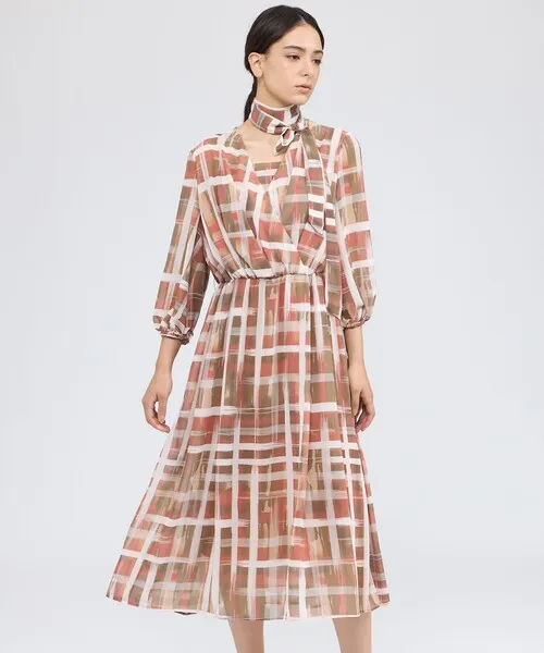 ワンピース ジオメトリックプリント カシュクールワンピース
