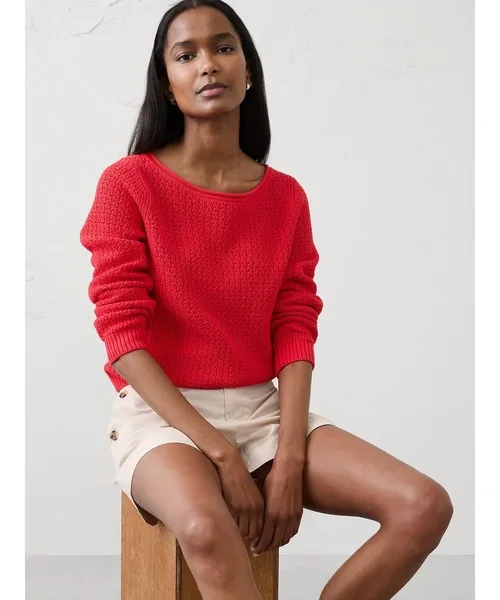 ニット セーター BANANA REPUBLIC FACTORY STORE　　コットン ボートネック クロシェ セーター レディース