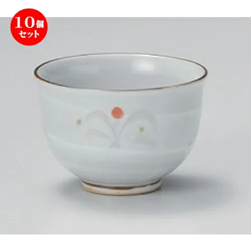 10個セット☆ 有田焼煎茶 ☆粉引彫小花散し仙茶 [ 8.5 x 5.6cm 106g ] | 湯呑 湯のみ せん茶 千茶 一服 人気 おすすめ 食器 業務用 飲食店 カフェ うつわ 器 おしゃれ かわいい ギフト プレゼント 引き出物 誕生日 贈り物 贈答品 食器セット